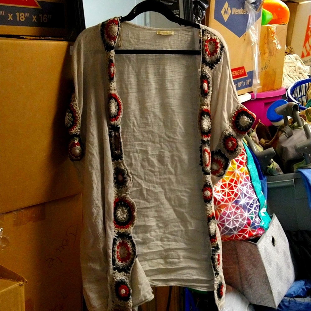 Hippy Shawl with Embroidered Edges Large